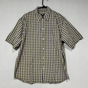 Ralph Lauren Mens Medium Plaid Short‎ Sleeve Button Down Shirt Purple Yellow